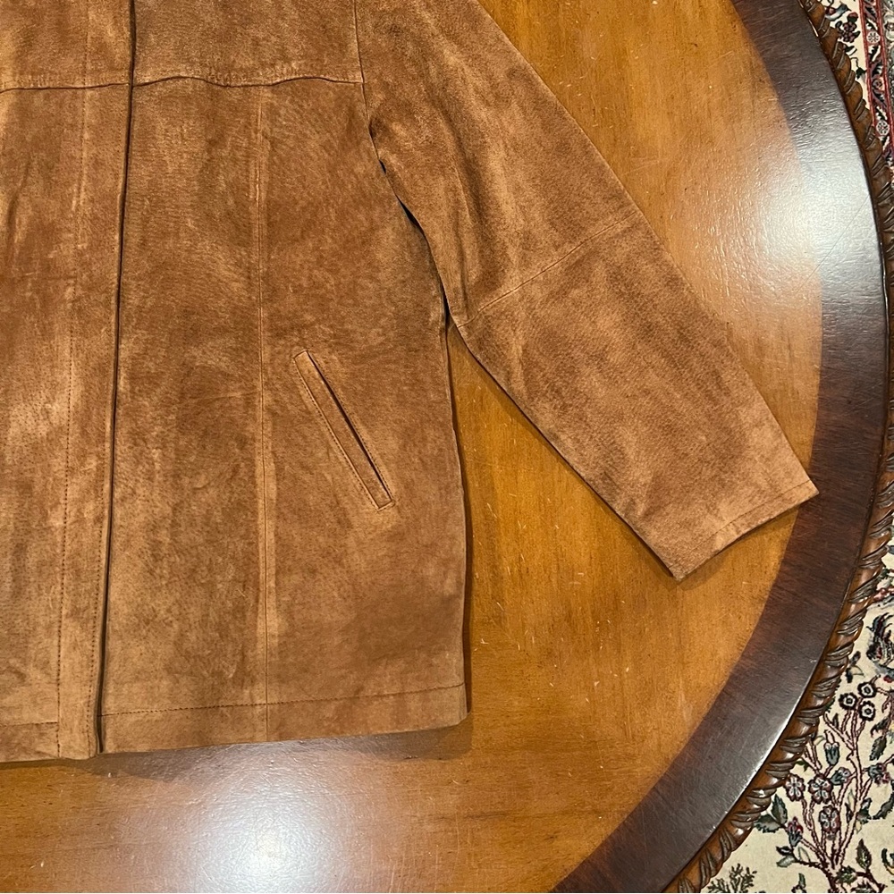 AMI Alexandre Mattiussi Men’s Vintage Full-Zip Leather Jacket Brown Medium - Picture 8 of 16